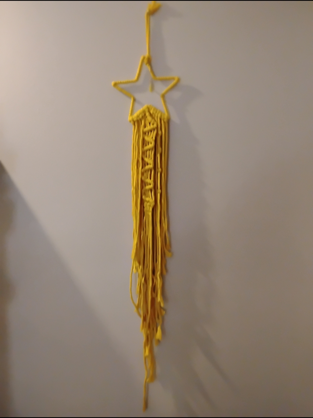 Yellow Star Macramé Wall Hanging - Handwoven Boho Decor